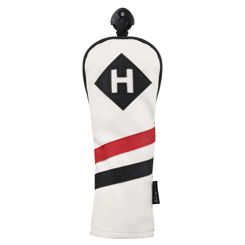 Majek Retro Golf Headcover White Red and Black Vintage Leather Style Hybrid Head Cover Classic Look, Wheel Tag Includes Numbers 3 Through 7 Plus X - Image 1